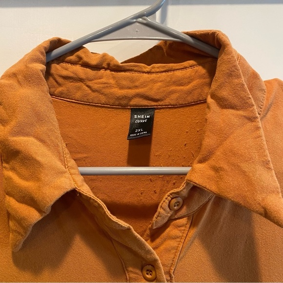 Women's Orange Button-Up Top Size 2XL - Picture 3 of 6